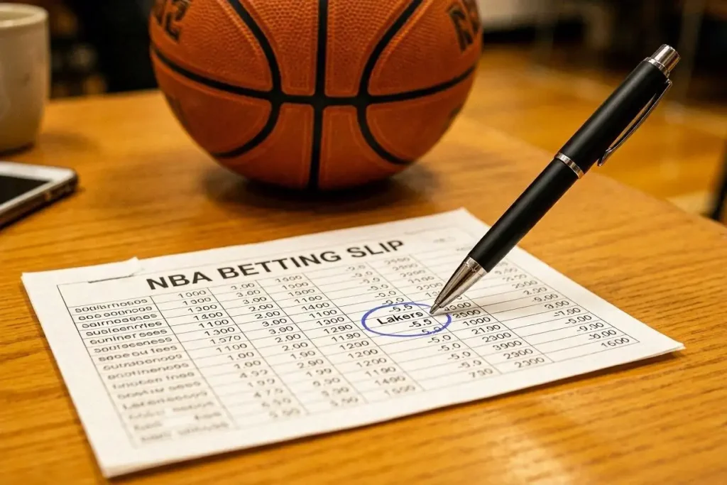 NBA betting slip showing teaser adjustments to point spreads with shifted lines and reduced odds